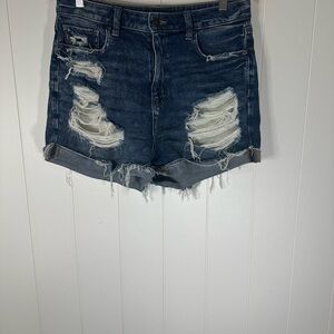 American Eagle Outfitters Dark Blue Ripped Jean Shorts